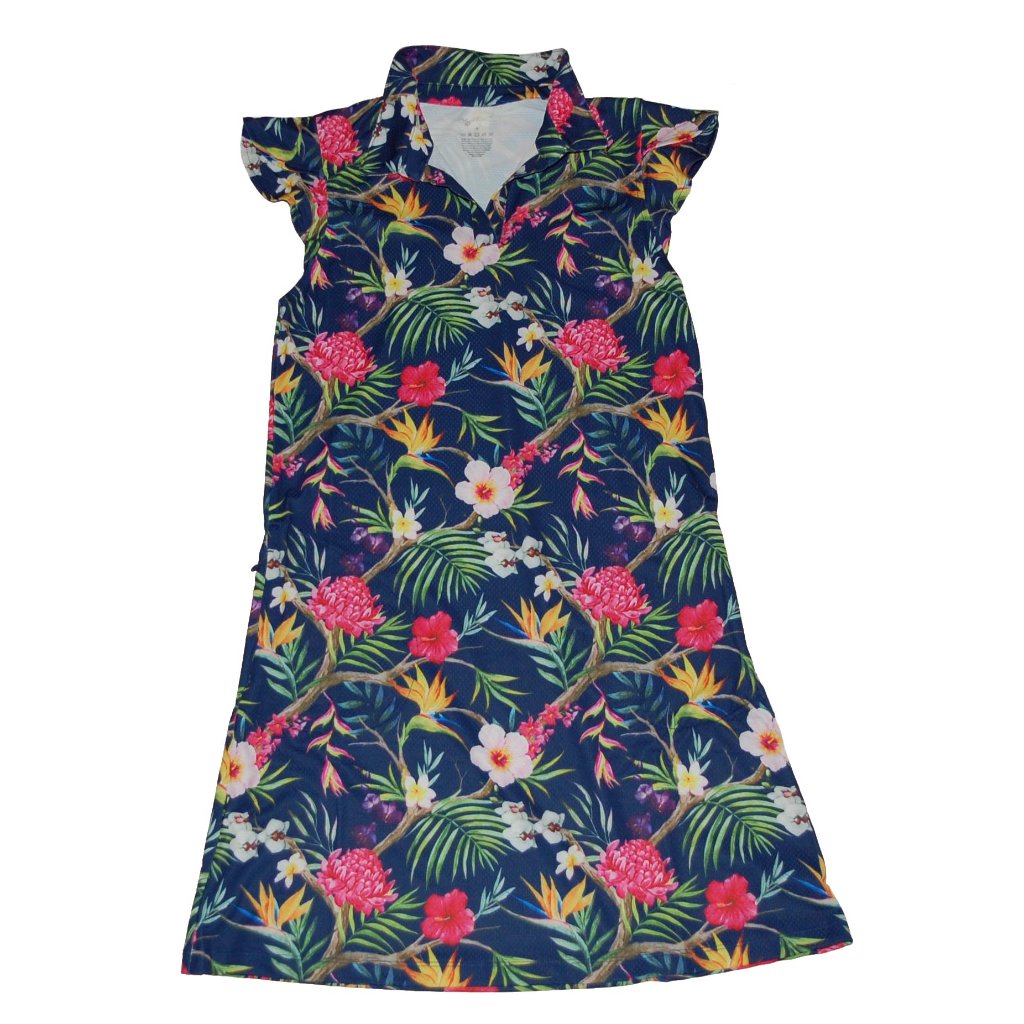 Nwt Gottex Women's Midnight Flower Ruffle Sleeveless Golf & Tennis Dress S M